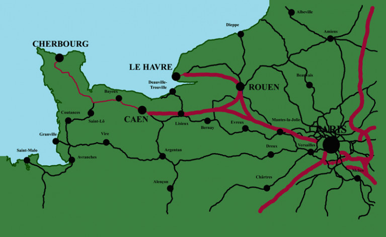 Route TGV Normandië