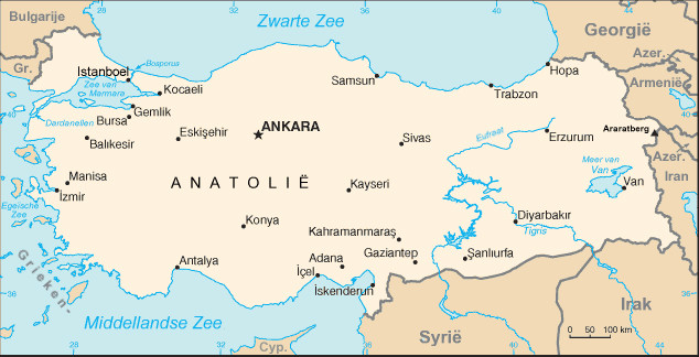 Kaart Turkije
