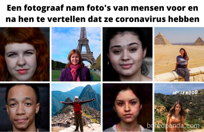 Foto's voor en na het coronavirus