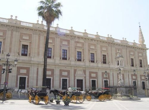 Paardenkoetsen voor het Archivo General de Indias