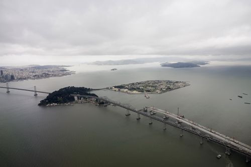 Luchtbeeld van de Oakland Bay Bridge