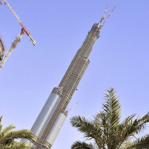 Zicht op de Burj Dubai