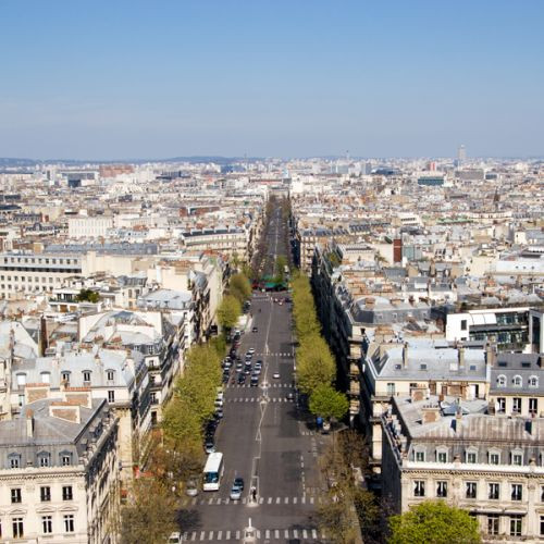 De lengte van de Champs-Elysées