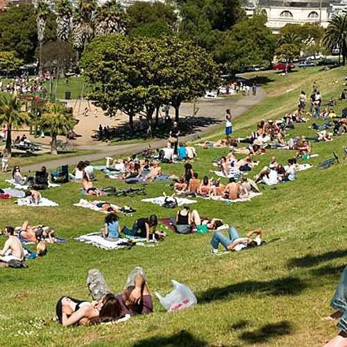 Zonnen in Dolores Park