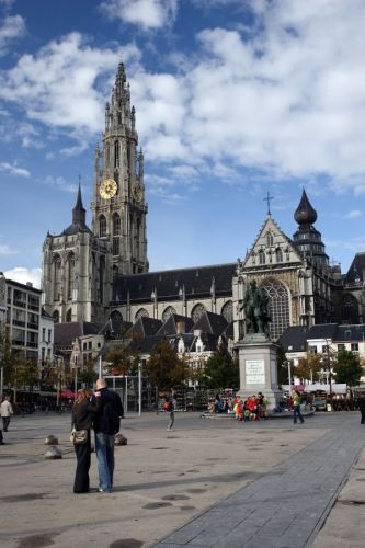 Zicht op de Antwerpse Kathedraal
