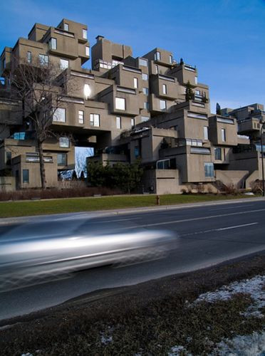 Nachtbeeld van Habitat 67