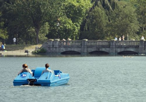 Waterfietsers in Hyde Park