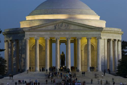 Nachtbeeld rond het Jefferson Memorial