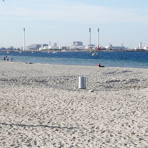 Zicht op een strand van Kopenhagen