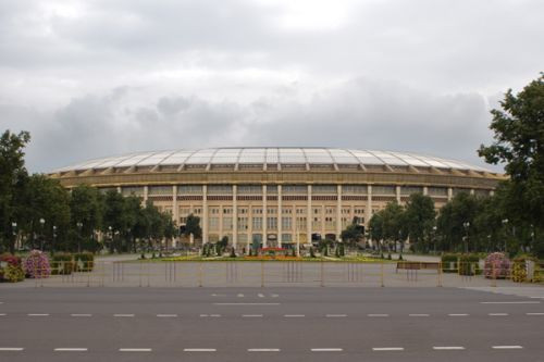 Zicht op het Loezsjniki-stadion