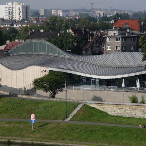 Zicht op het Manggha Centrum