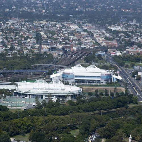 Luchtbeeld van Melbourne Park