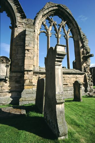 Beeld van de ruïnes van Melrose Abbey