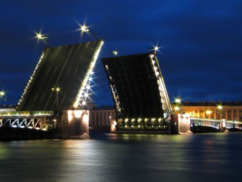 Nachtbeeld op de Paleisbrug