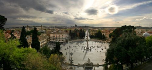 Panorama op het Piazza del Popolo