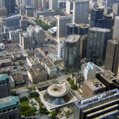 Luchtbeeld op de Roy Thomson Hall