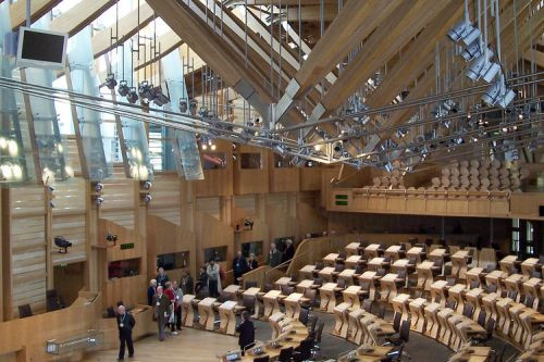 Binnen in het Schots Parlement