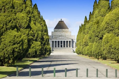 Vergezicht op de Shrine of Remembrance