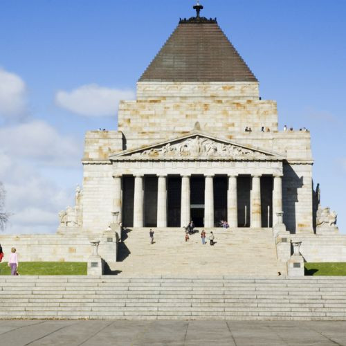 Zicht op de Shrine of Remembrance