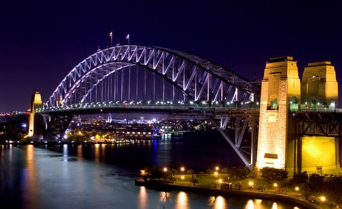 Nachtbeeld van de Sydney Harbour Bridge