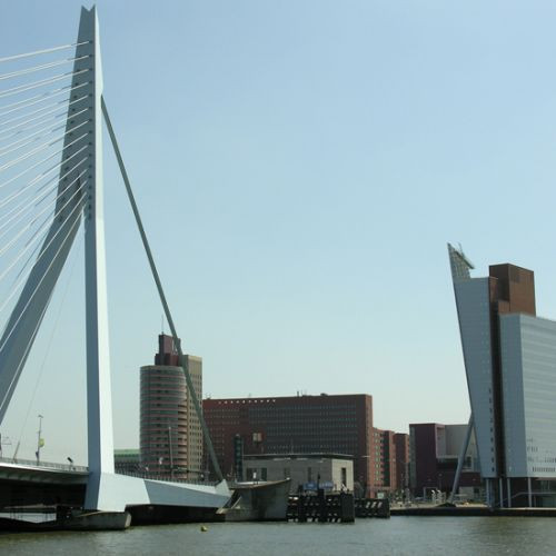 Beeld op de Rotterdamse skyline