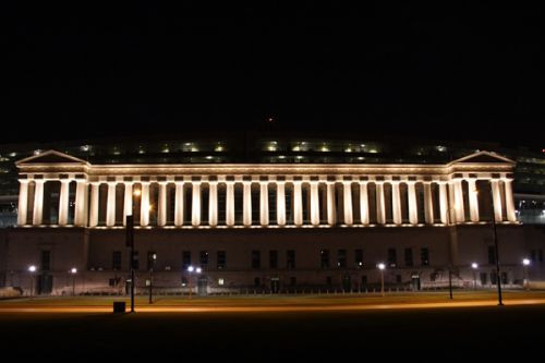 Nachtbeeld van Soldier Field