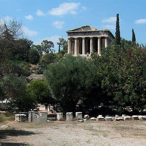 Onder aan de Tempel van Hephaistos