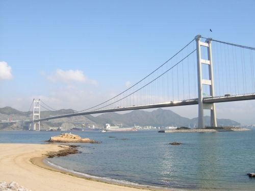 Dieptebeeld van de Tsing Ma Bridge