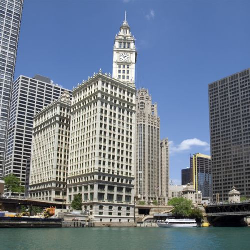 Beeld van het Wrigley Building