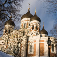 Koepels op de Alexander Nevsky-kathedraal