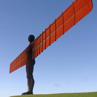 Zijaanzicht op de Angel of the North