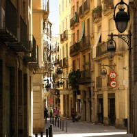 Straatbeeld in Barri Gòtic