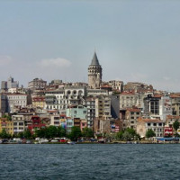 Zicht op Beyoglu en Galata