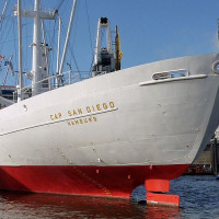 Zijkant van de Cap San Diego