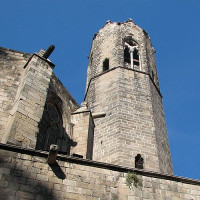 Close up van de toren van de Caepella de Santa Agata