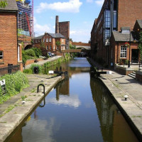 Kanaal in het Castlefield Urban Heritage Park