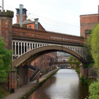 Brug in het Castlefield Urban Heritage Park