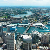 Luchtbeeld op Darling Harbour