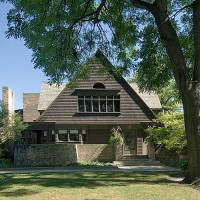 Zicht op het huis van Frank Lloyd Wright