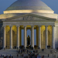 Nachtbeeld rond het Jefferson Memorial