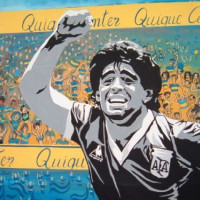 Schilderin van Maradona