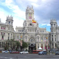 Verkeer voor het Palacio de Comunicaciones