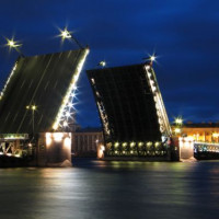 Nachtbeeld op de Paleisbrug