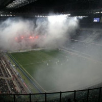 Rookwolken in het San Siro-stadion