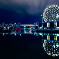 Nachtbeeld van Vancouver
