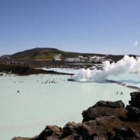 Zwemmers in de Blue Lagoon