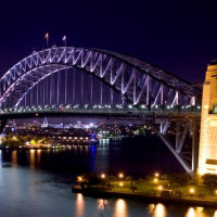 Nachtbeeld van de Sydney Harbour Bridge