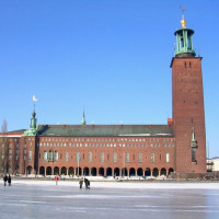 Zijkant van het Stadhuis van Stockholm