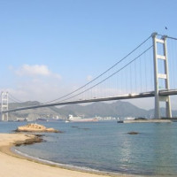 Dieptebeeld van de Tsing Ma Bridge